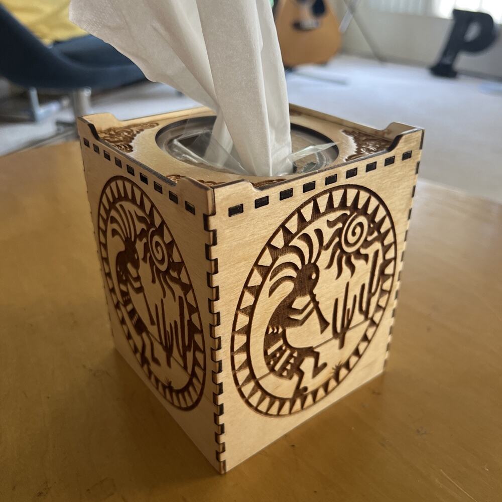 Kokopelli Wooden Tissue Box Cover Southwestern Laser Cut